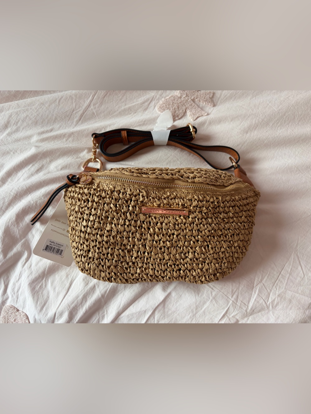 Poppy & Peonies Raffia Sidekick NWT